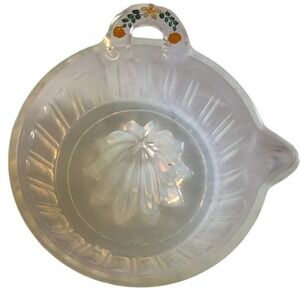 FRY Opalescent Swirled Glass Ribbed Citrus Reamer Juicer Hand Painted Handle Vtg